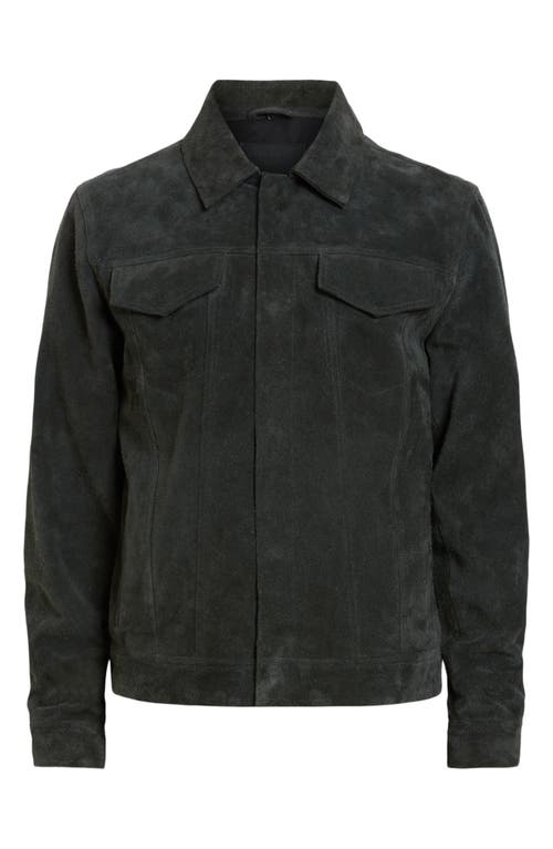 Shop Allsaints Hopper Buffed Suede Trucker Jacket In Washed Black