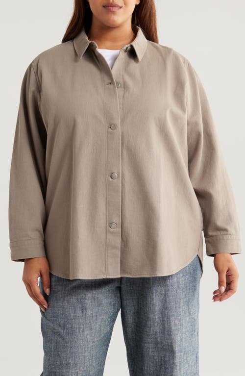 Shop Eileen Fisher Classic Collar Organic Cotton Shirt Jacket In Reed