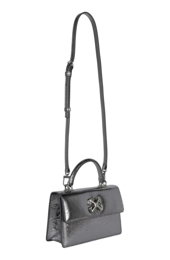 Shop Off-white Jitney 1.4 Leather Top Handle Bag In Silver