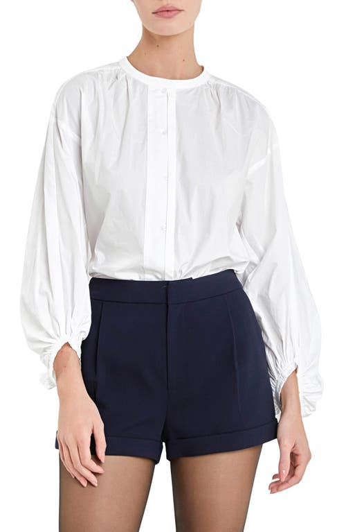 English Factory Cotton Poplin Button-Up Top in White at Nordstrom, Size Small