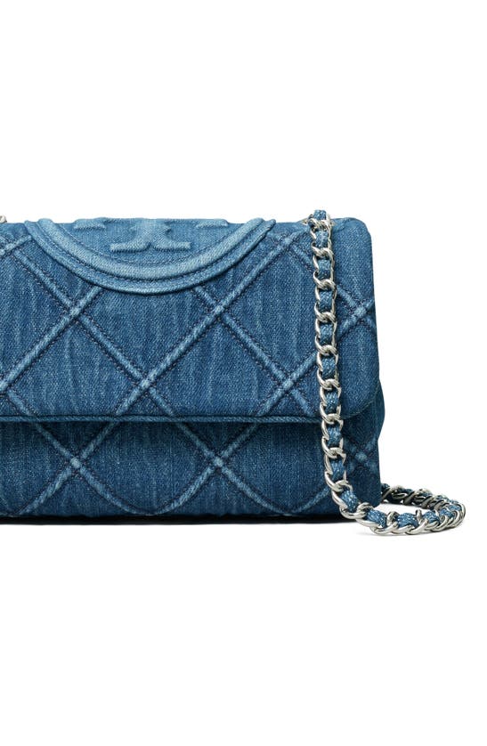 Tory Burch Small Fleming Soft Denim Convertible Shoulder Bag In Denim