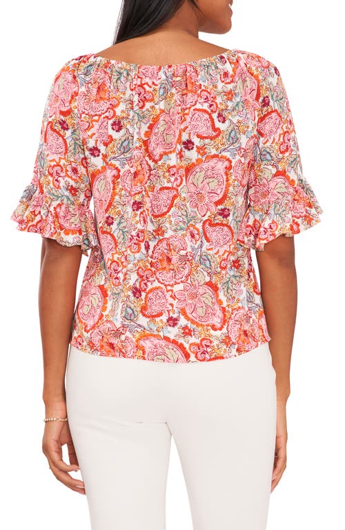 Shop Chaus Floral Off The Shoulder Top In Cream/red/multi