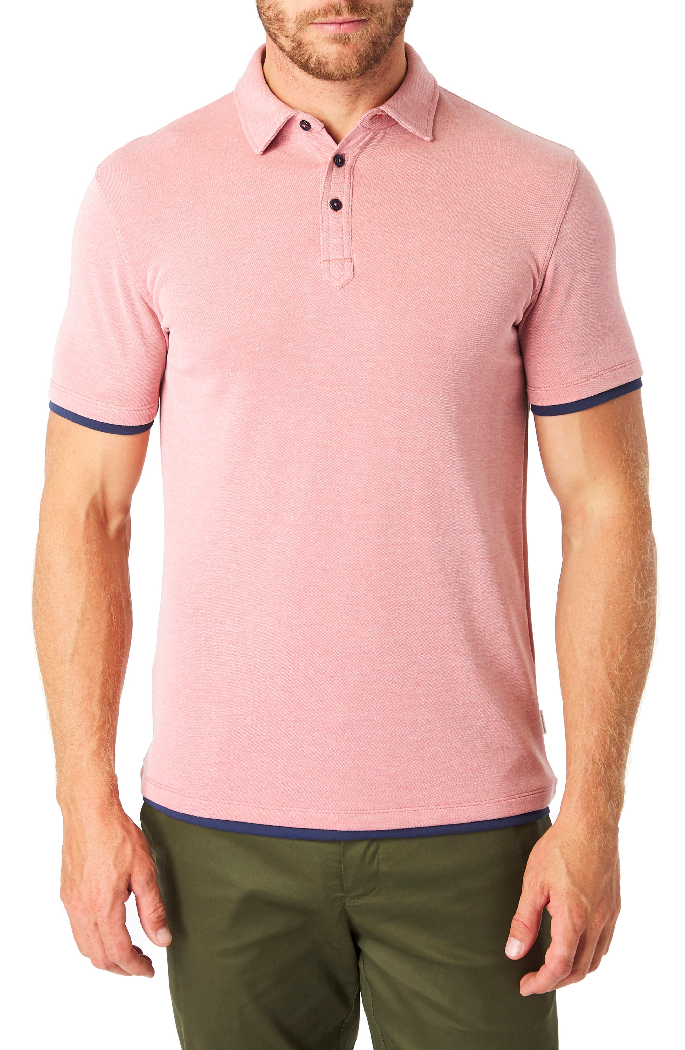 pink polo shirt