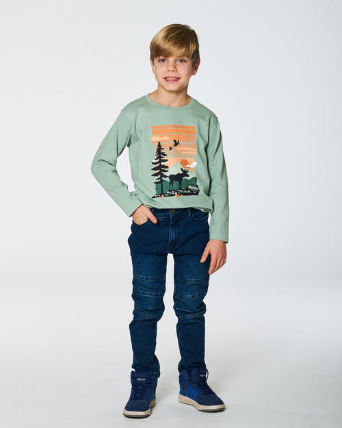 Shop Deux Par Deux Boy's Long Sleeve T-shirt With Print Sage In Jadeite