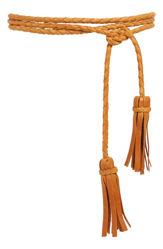 Shop Ada Fringe Soga Leather Belt In Cognac