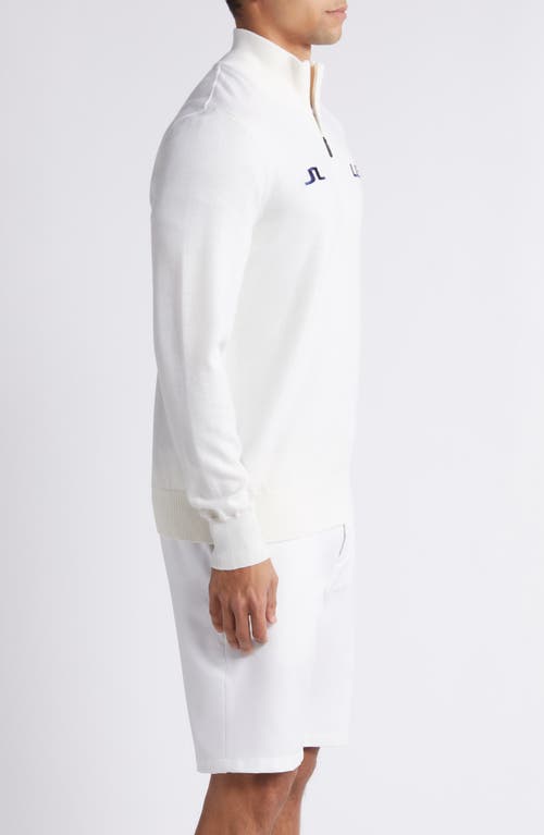 Shop J. Lindeberg Nathaniel Wool Quarter Zip Sweater In White