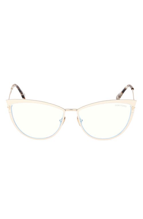 TOM FORD 56mm Cat Eye Blue Light Blocking Glasses in Ivory at Nordstrom