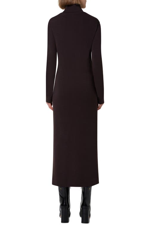 Shop Akris Long Sleeve Wool Jersey Midi Dress In Mocca