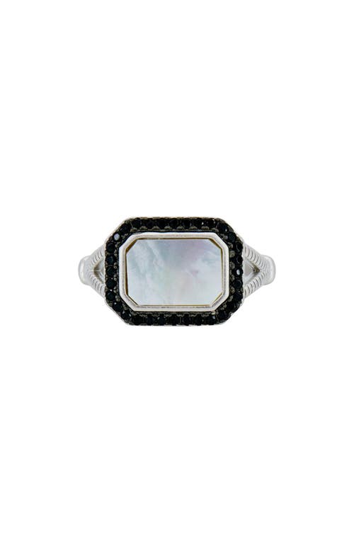 FREIDA ROTHMAN Cobblestone Mother-of-Pearl Cocktail Ring in Silver And Black