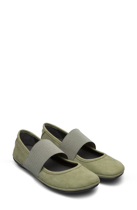 green women's flats