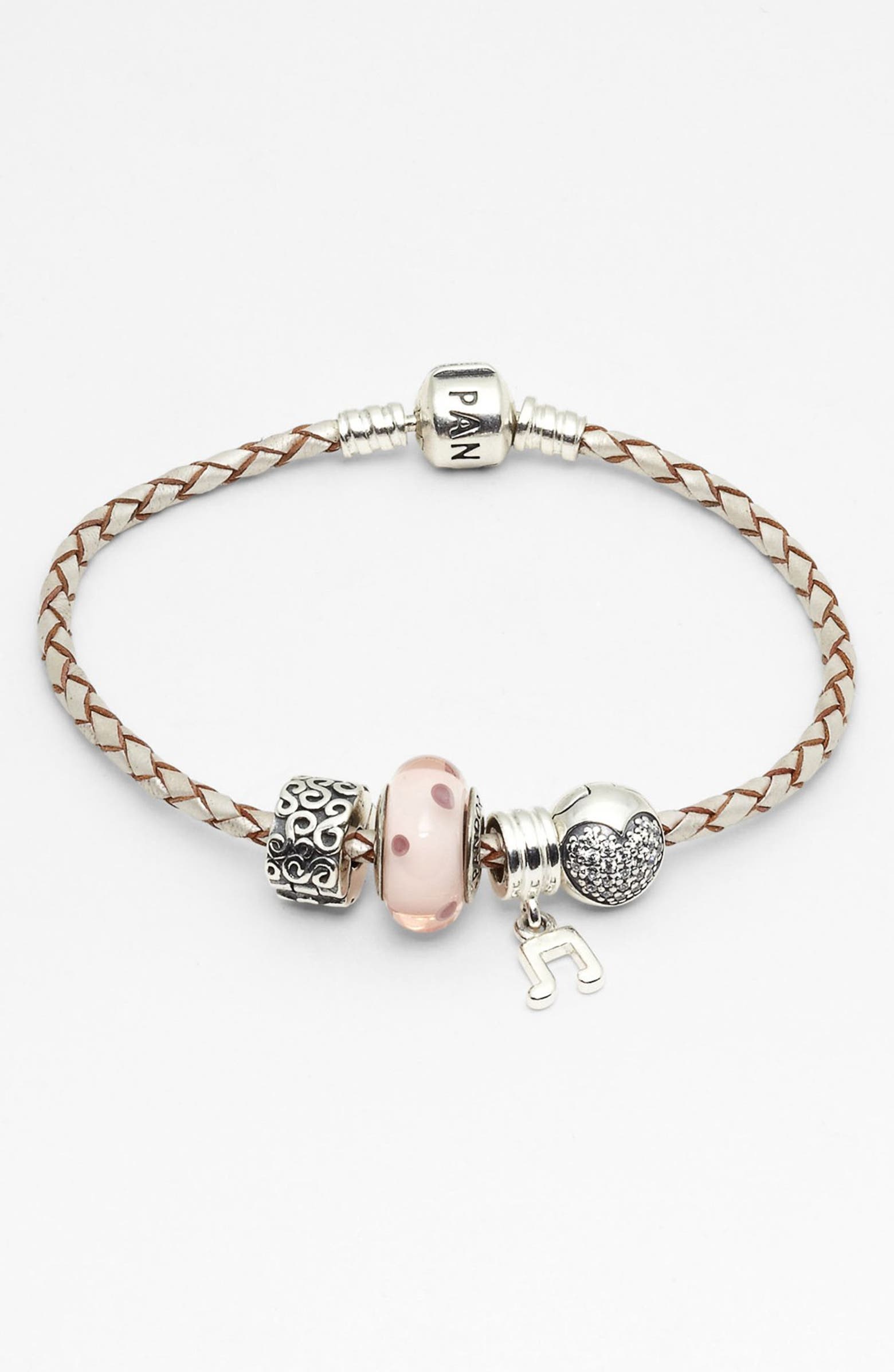 PANDORA Leather Bracelet & Charms | Nordstrom