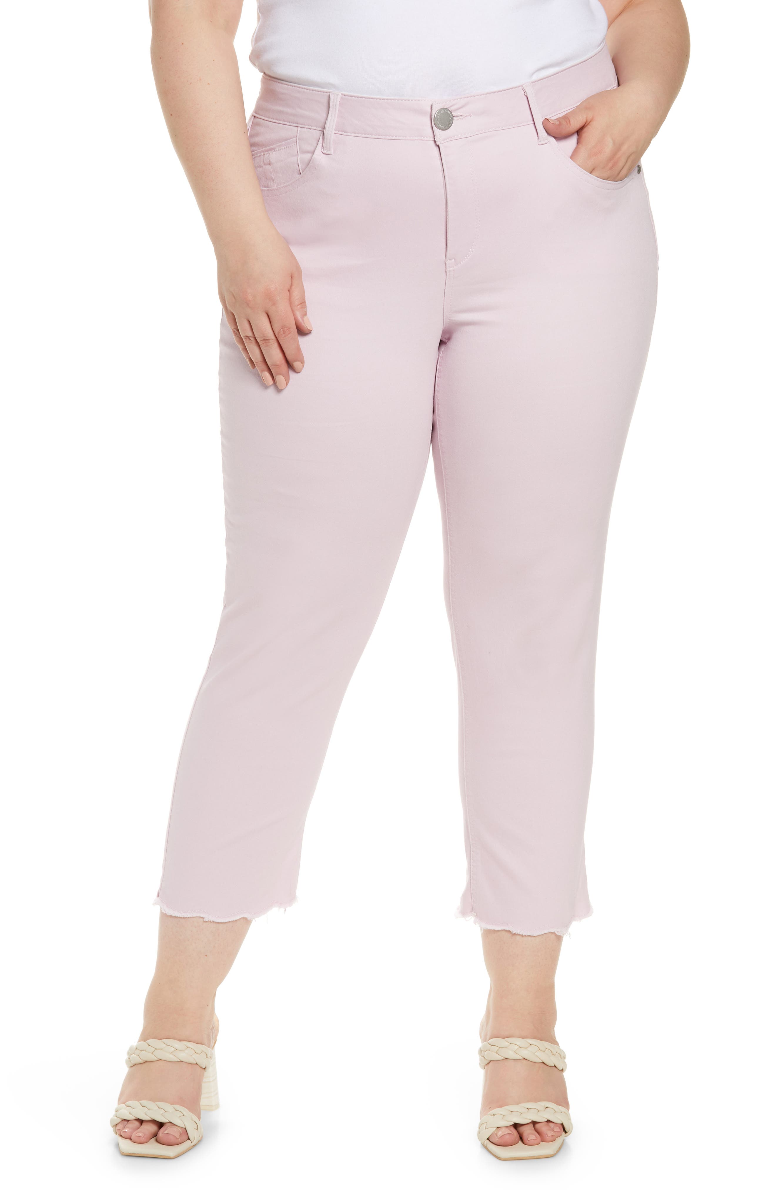 Wit \u0026 Wisdom 'Ab'Solution Scallop Hem Straight Leg Jeans in Icvi-Icy Violet at Nordstrom, Size 22W