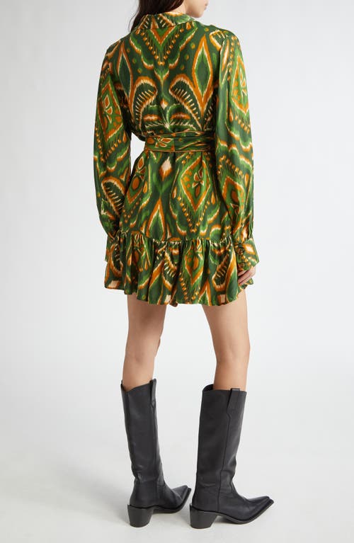 Shop Farm Rio Pineapple Ikat Long Sleeve Shirtdress In Jujus Garden Black