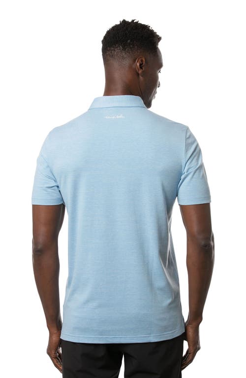 Travismathew The Heater Solid Short Sleeve Performance Polo In Heather Heritage Blue