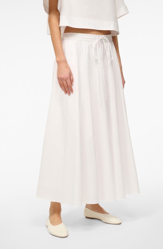 Shop Staud Eden Stretch Cotton Maxi Skirt In White