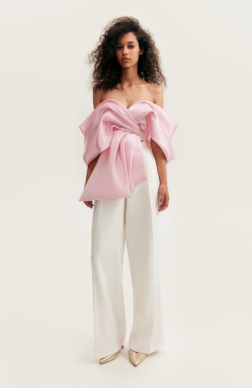 Shop Milla Pink Organza Off-shoulder Blouse With Meringue Flounces