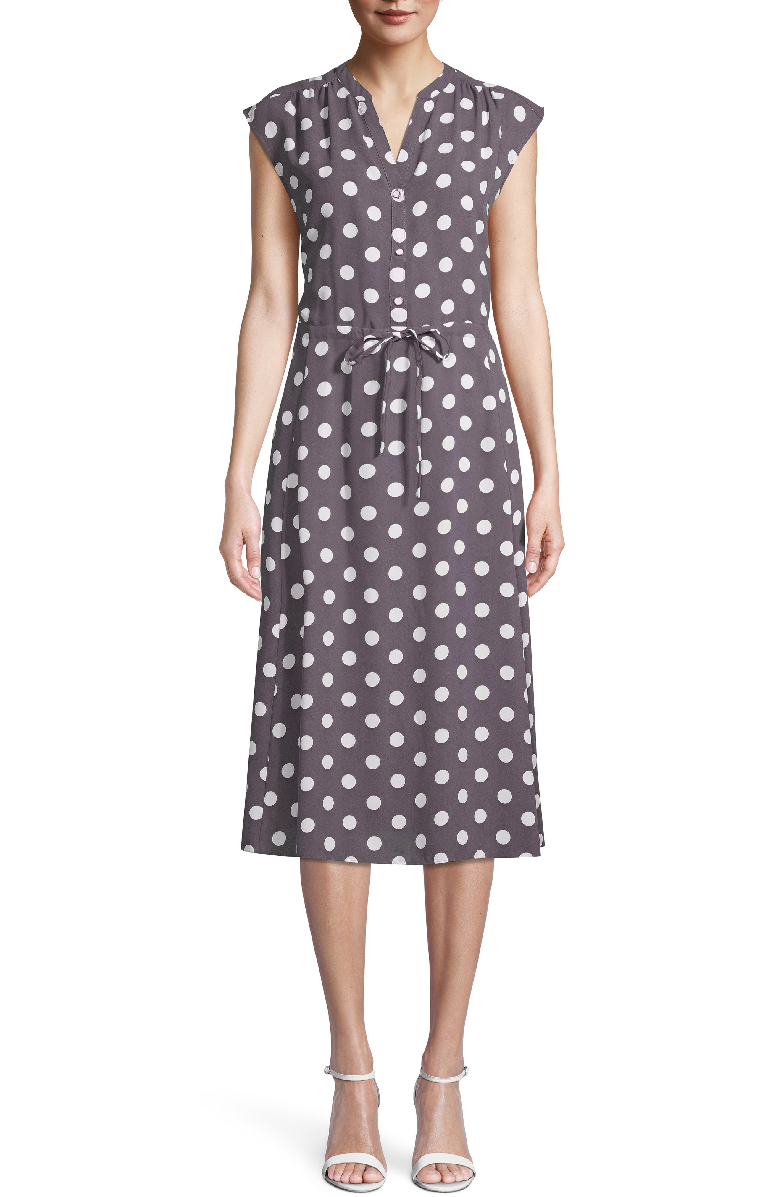 anne klein dot print midi dress