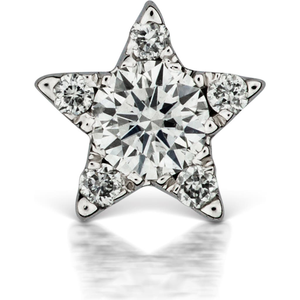 Shop Maria Tash Diamond Star Threaded Stud Earring In White Gold/diamond