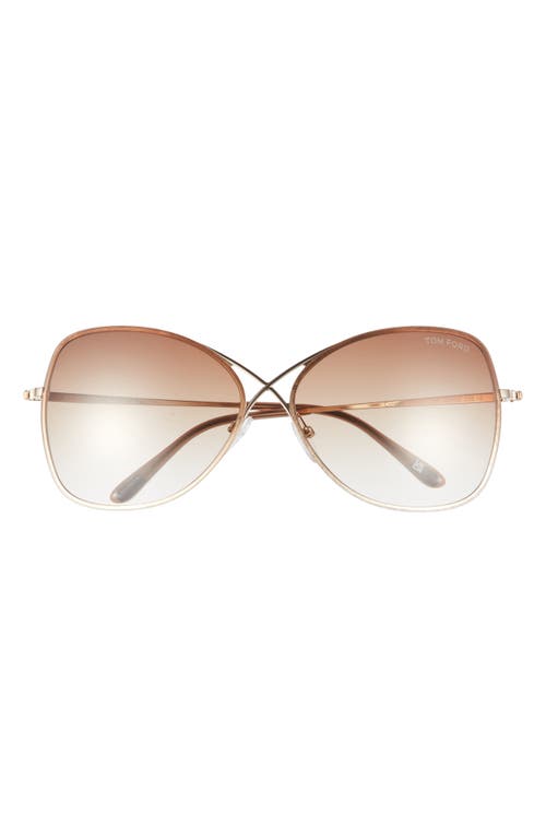 Tom Ford Colette 63mm Oversized Sunglasses In Shiny Rose Gold/dark Brown