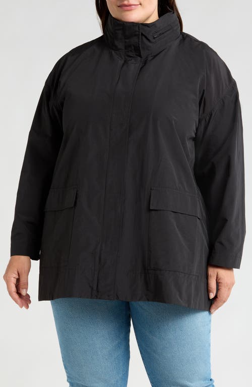 Shop Eileen Fisher Stand Collar Jacket In Black