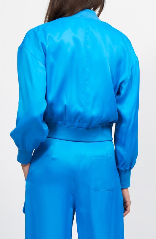 Shop Equipment Nico Satin Bomber Jacket In Brilliant Blue