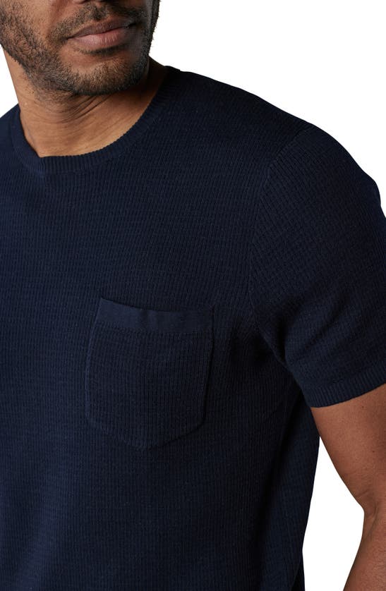 Shop The Normal Brand Waffle Stitch Short Sleeve Sweater In Navy