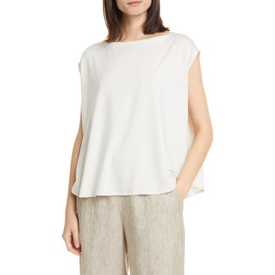 Eileen Fisher Boat Neck Box Top, Beige