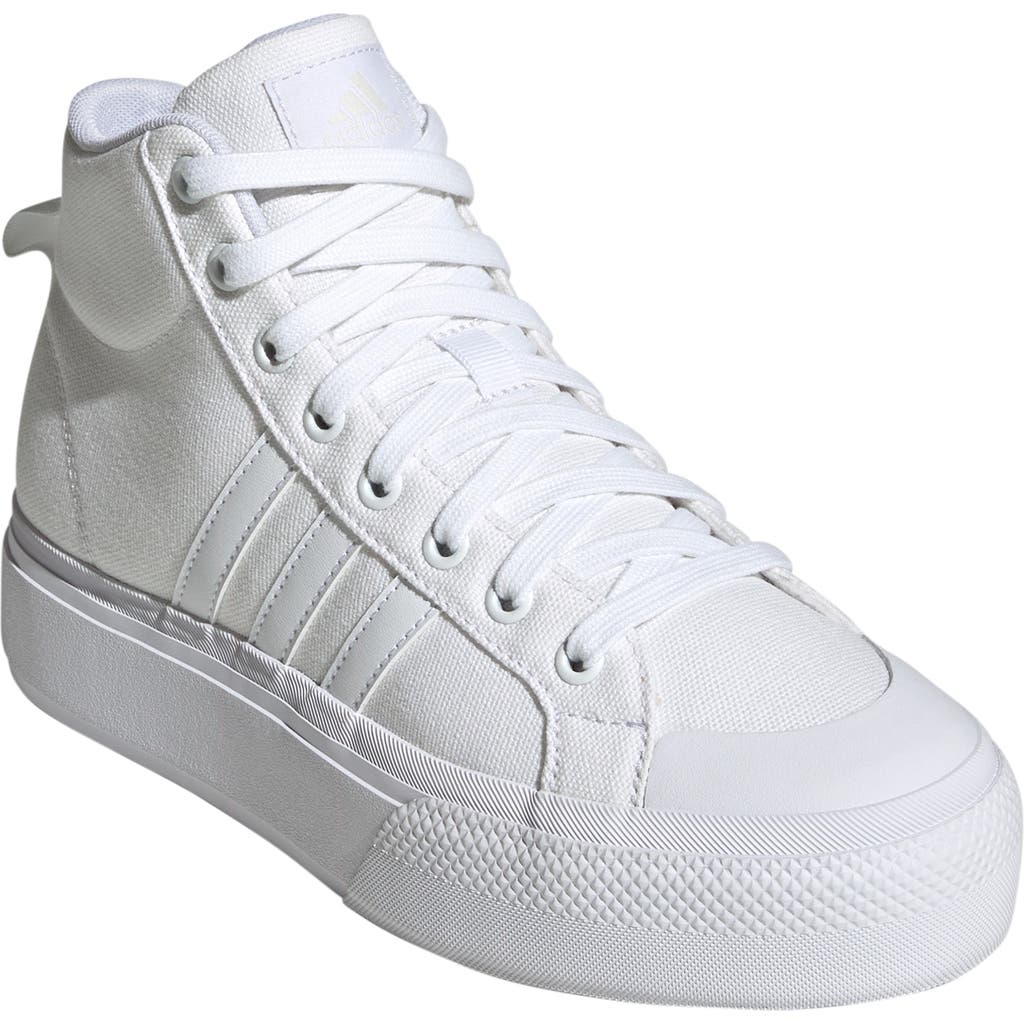 Shop Adidas Originals Adidas Bravado 2.0 Platform Mid Skate Sneaker In White/white/chalk White