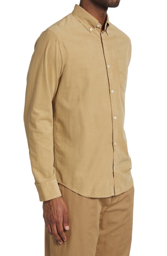 Nn07 Levon 5723 Corduroy Button-down Shirt In Khaki