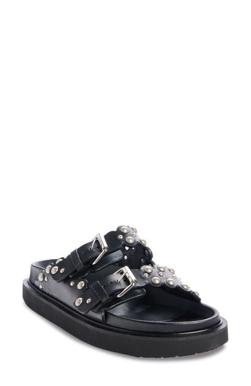 Isabel Marant Lennya Studded Slide Sandal In Black/silver