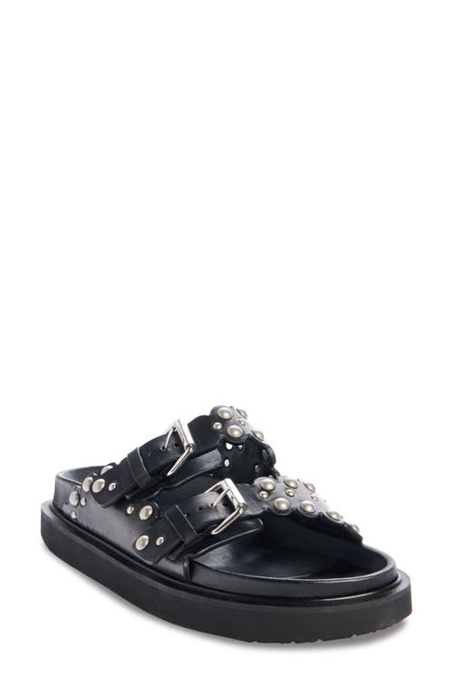 Shop Isabel Marant Lennya Studded Slide Sandal In Black/silver