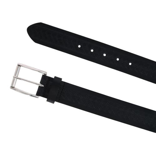 Trafalgar Grady 40mm Celtic Scroll Embossed Leather Jean Belt In Black