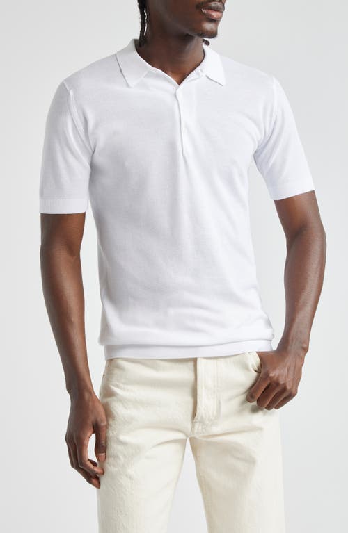 John Smedley Roth Solid Sweater Polo In White