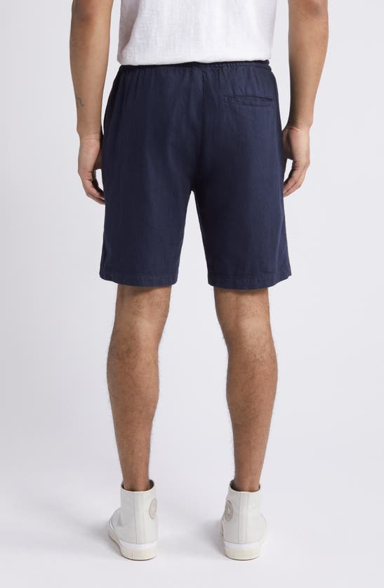 Shop Rails Archer Flat Front Cotton & Linen Shorts In Deep Meridian