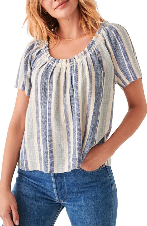 Faherty Annabelle Organic Cotton Blend Top in Navy Stripe