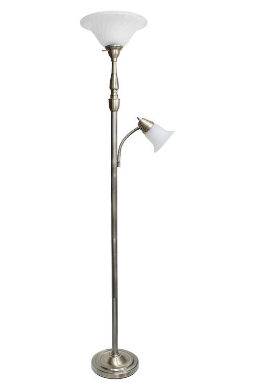 Shop Lalia Home Torchiere Floor Lamp In Antique Brass/white Shades