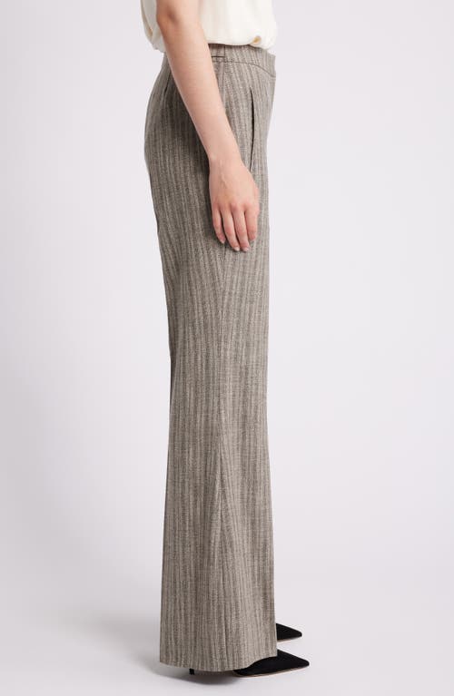 Shop Hugo Boss Boss Talia Flare Pants In Melange Shadow Stripe