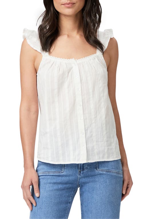 PAIGE Cazzie Stripe Cotton Button-Up Top White at Nordstrom,