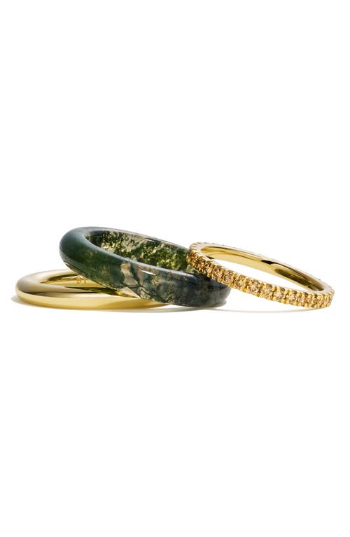 By Pariah Slim Classic Set Of 3 Stacking Rings In Moss Agate
