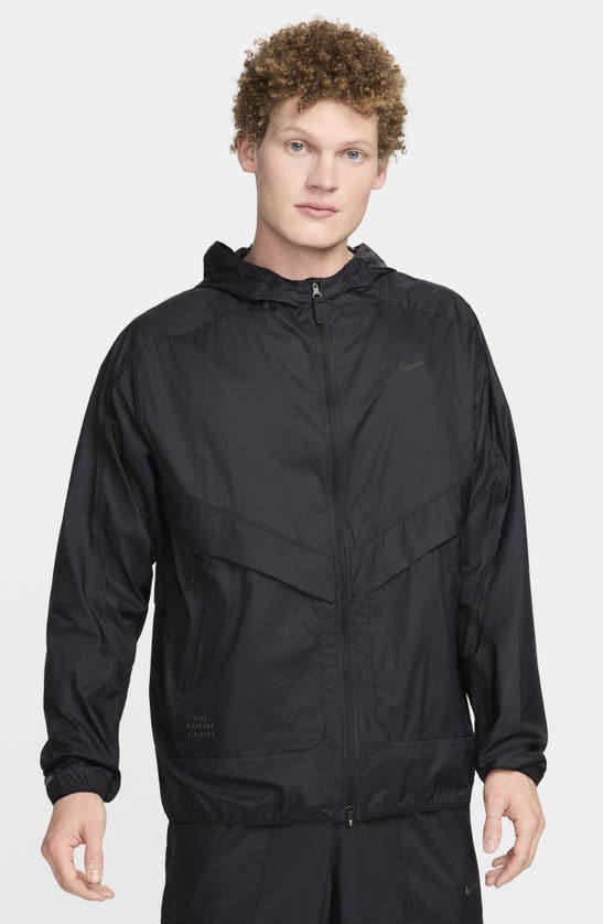 Shop Nike Running Division Hooded Nylon Running Jacket In Black/ Black