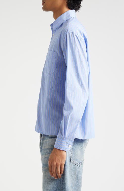 Shop John Elliott Stripe Cotton Poplin Button-up Shirt In Blue X Black