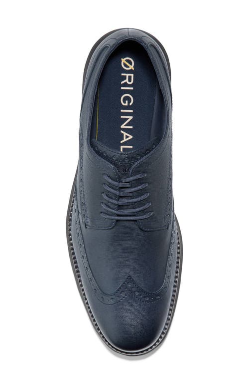 Shop Cole Haan Original Grand Wingtip Derby In Navy Blazer/saffiano