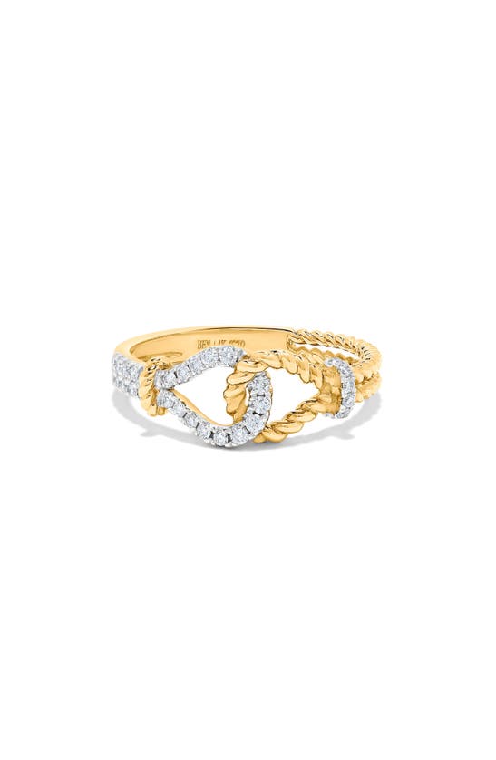 H.j. Namdar Diamond Two-tone Rope Twist Ring In 14k Yellow And White Gold