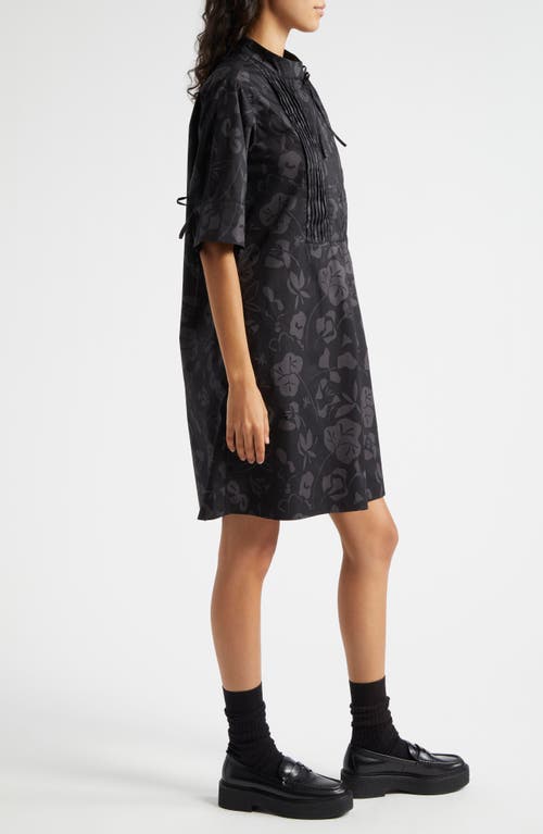 Shop Marimekko Helmat Nokturno Poplin Button Front Dress In Black Dark Grey