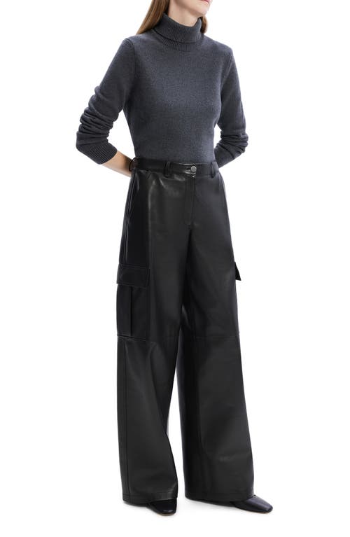 Shop Theory Leather Cargo Pants In Black