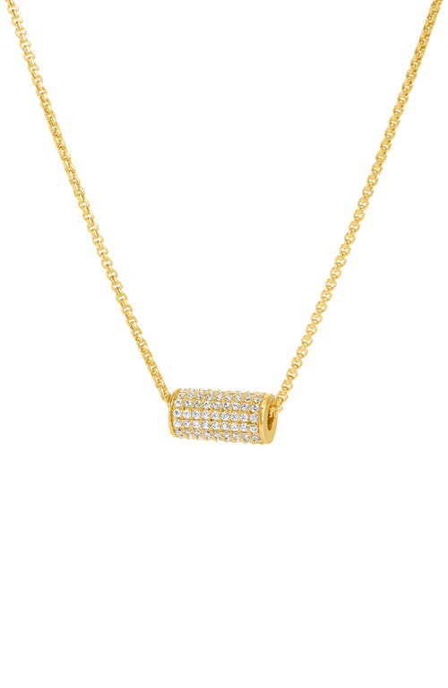 Dean Davidson Petit Pavé Mini Tube Pendant Necklace in Yellow Gold/Topaz 