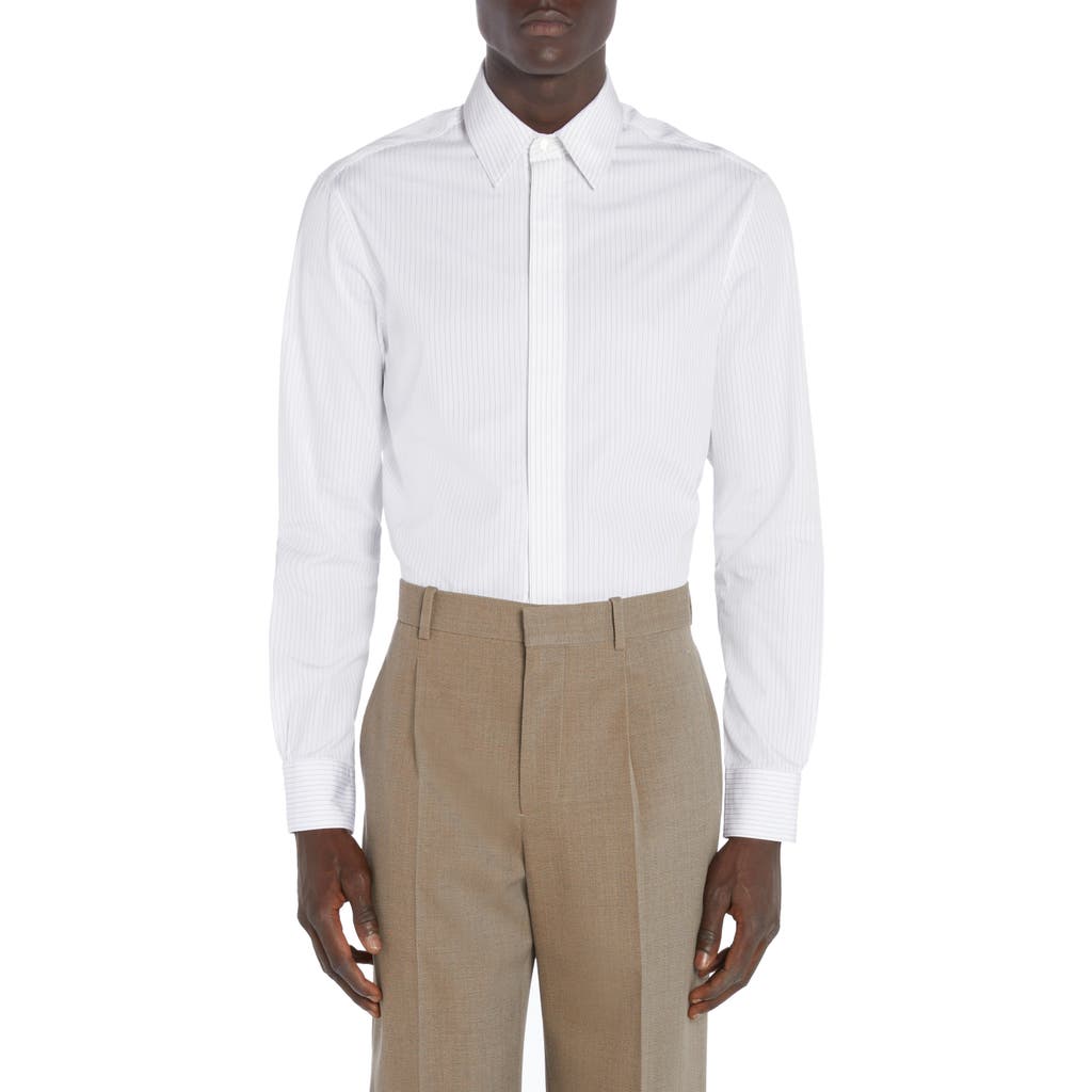 Bottega Veneta Narrow Pinstripe Button-up Oxford Shirt In White