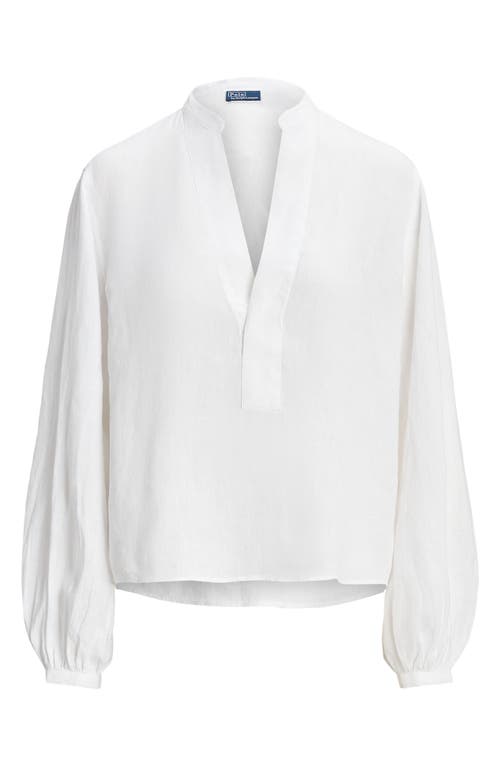 Shop Polo Ralph Lauren Linen Popover Shirt In White