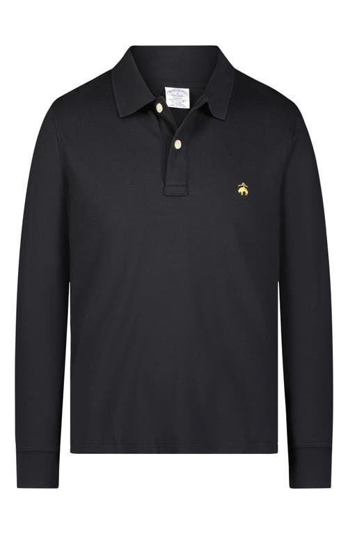 Brooks Brothers Long Sleeve Piqué Polo In Caviar