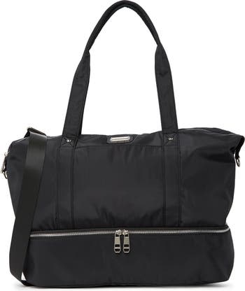 Steve Madden black large weekender quilted travel bag - $48